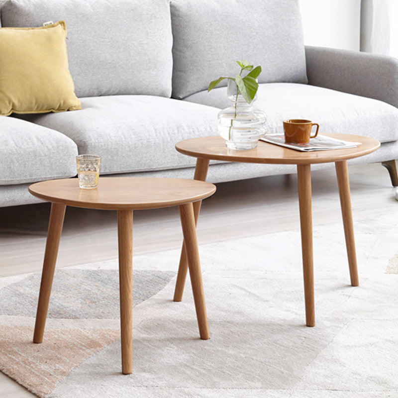 Contemporary Japanese Oval Wood Side Table 1-Tier For Living Room