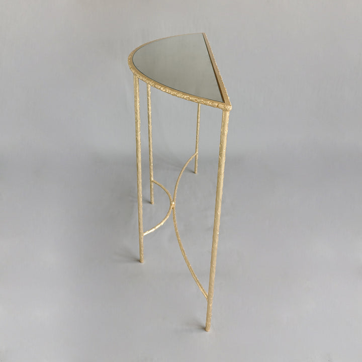 Modern Minimalist Curved Glass Iron Console Table 1-Tier For Entryways