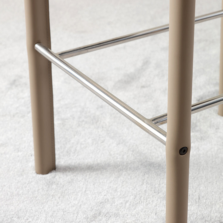 Modern Minimalist Square Carbon Steel Saddle Leather Bar Stool Backrest Armless For Dining Room
