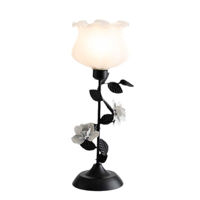 Contemporary Scandinavian Rose-shaped Iron Acrylic Glass 1-Light Table Lamp For Bedroom