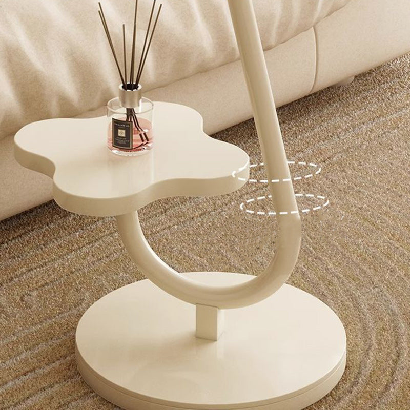 Moderner minimalistischer runder Blumen-Beistelltisch aus massivem Holz und Edelstahl mit 2 Ebenen für das Wohnzimmer 
