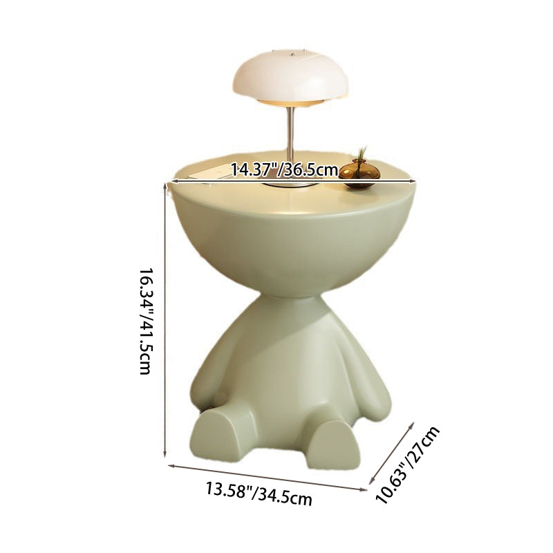 Modern Minimalist Round Small Flat PE End Table 1-Tier For Living Room