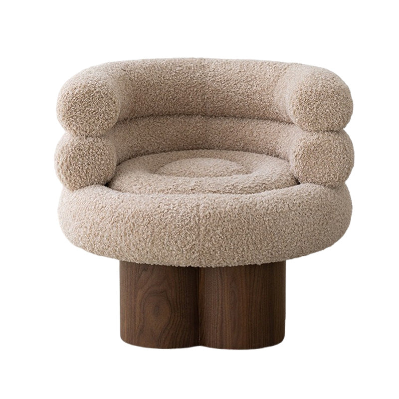 Traditional French Curved Lambswool Solid Wood Iron Vanity Stool Backrest Armless For Bedroom