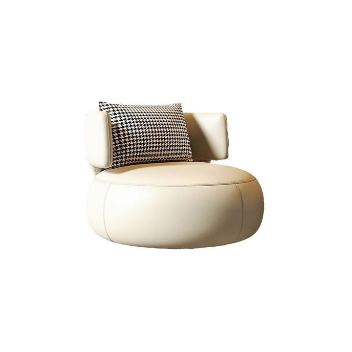 Contemporary Scandinavian Round Curved PU Leather Sponge Stainless Steel Accent Chair Backrest Rotatable For Living Room