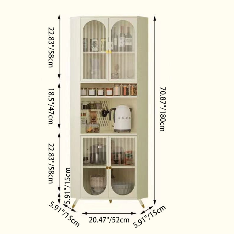 Contemporary Scandinavian Triangular Cold-Rolled Steel Tempered Glass Corner Cabinet 2-Cabinet 2-Tier For Living Room