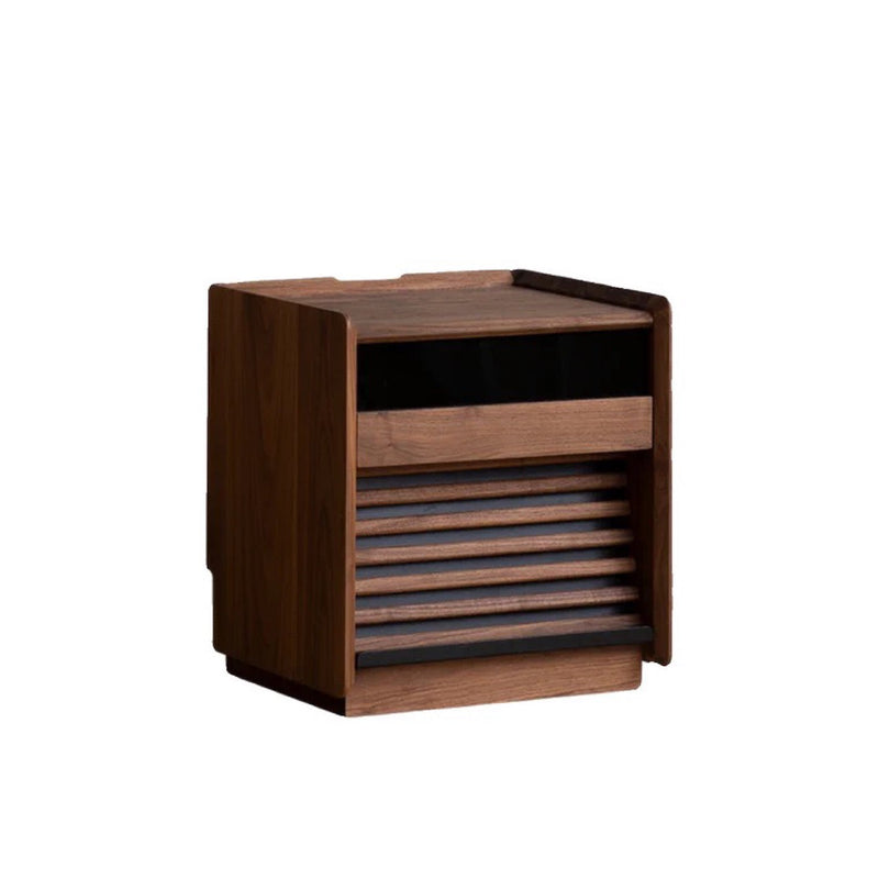 Table de nuit rectangulaire en bois nordique contemporain à 2 tiroirs pour chambre 