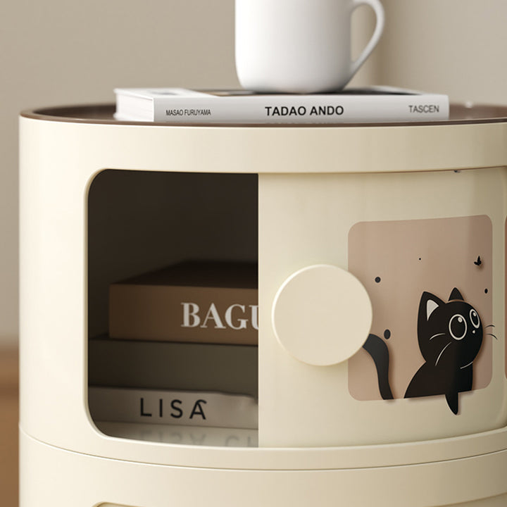 Mesa de noche cilíndrica creativa contemporánea de ABS con 2/3 cajones para dormitorio 