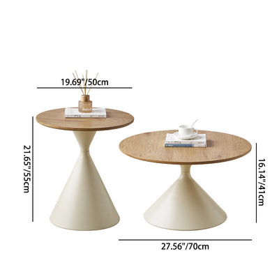 Contemporary Scandinavian Round Cone Medium Density Fiberboard Carbon Steel Coffee Table 1-Tier For Living Room