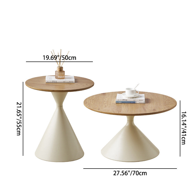 Contemporary Scandinavian Round Cone Medium Density Fiberboard Carbon Steel Coffee Table 1-Tier For Living Room
