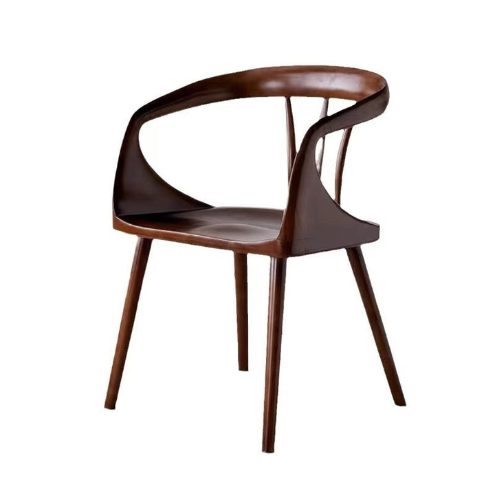 Traditional Vintage Rubberwood Dining Chair Backrest Armrests For Dining Room