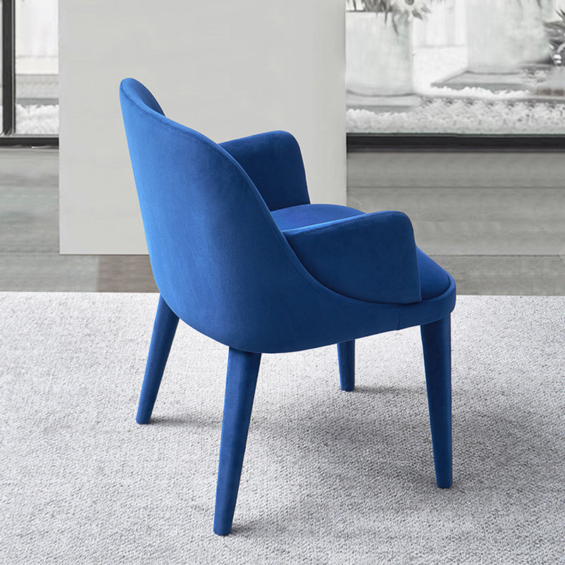 Modern Minimalist Rectangular Velvet Solid Wood Iron Dining Chair Backrest For Dining Room