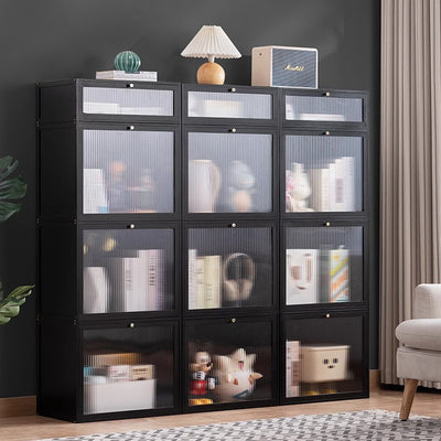 Modern Minimalist Rectangular Acrylic Bamboo Composite Board Bookshelves 1-Cabinet For Living Room