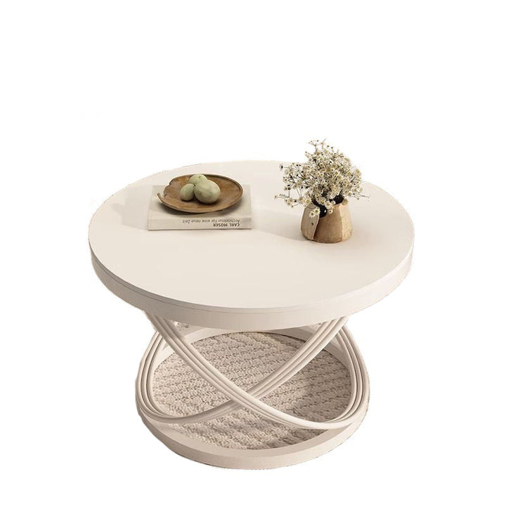 Contemporary Nordic Round Circle Iron Stone Slab Coffee Table For Living Room