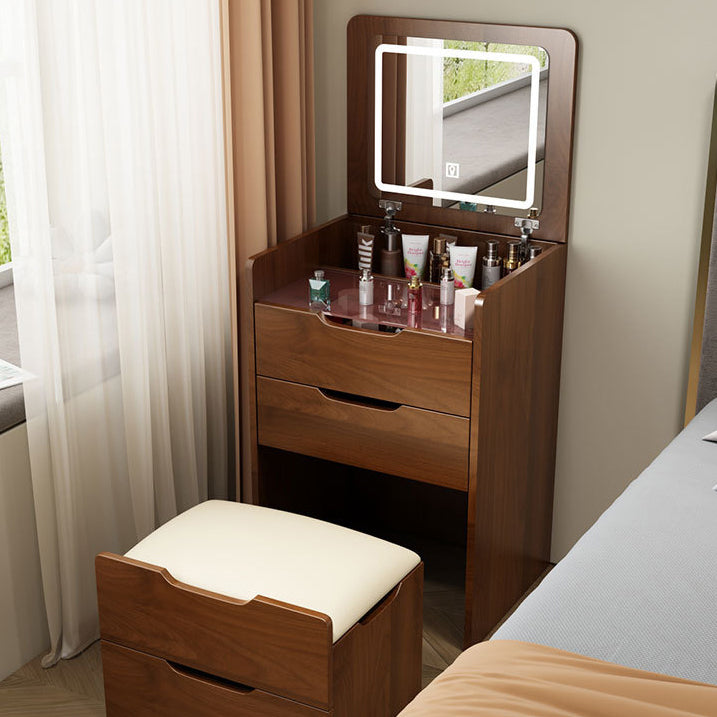 Modern Minimalist Glass Medium Density Fiberboard Makeup Vanity 4-Drawer For Bedroom
