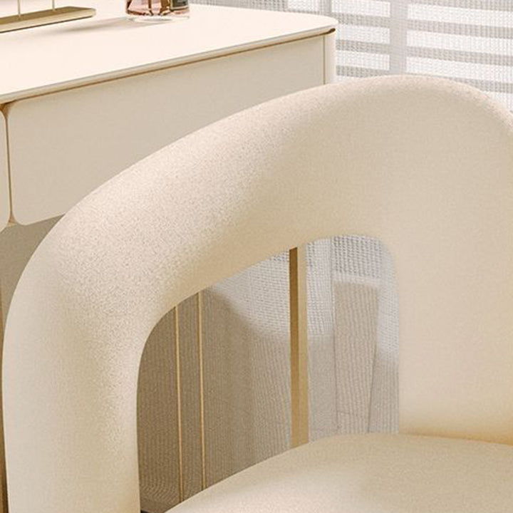 Contemporary Creative Curved Velvet Iron Vanity Stool Backrest Armless For Bedroom