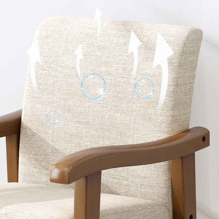 Modern Simplicity Rubberwood Cotton Linen Fabric Sponge Square Accent Chair &amp; Table Set For Living Room