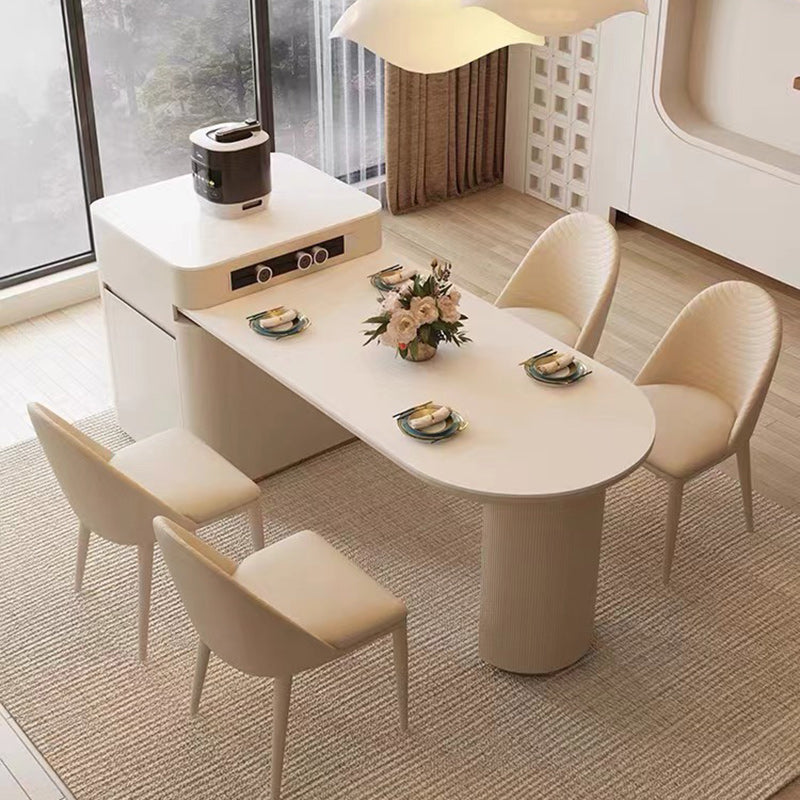 Zeitgenössischer skandinavischer Esszimmerstuhl mit Kunstleder, Eisenschwamm, quadratischer Schalenform und Liniendesign-Rückenlehne für das Esszimmer 
