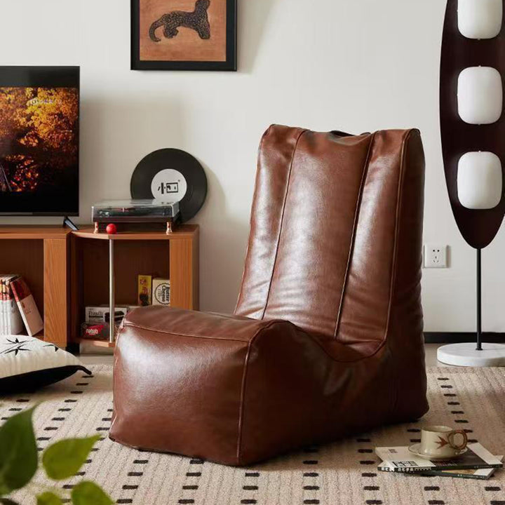 Traditional Vintage Rectangular PU Leather EPS Backrest Footrest Sofa For Living Room