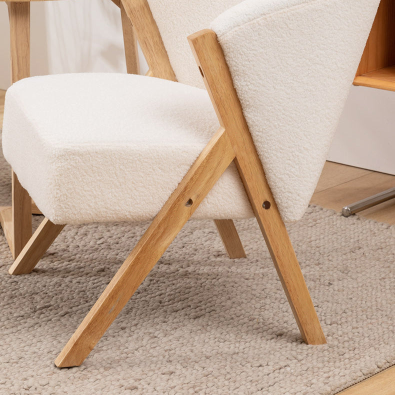 Contemporary Scandinavian Square Rubberwood Solid Wood Plywood Performance Fabric Faux Wool Foam Sponge Chair For Living Room