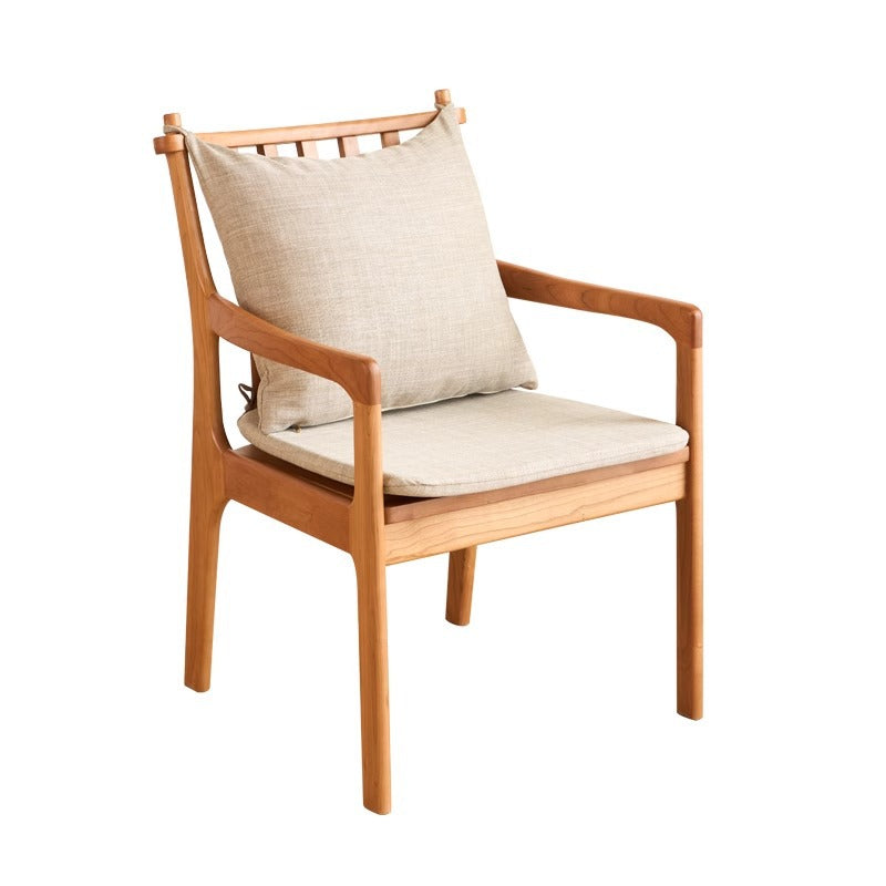 Contemporary Scandinavian Square Cherry Wood Solid Wood Polyester Cotton Linen Foam Sponge Dining Chair For Dining Room