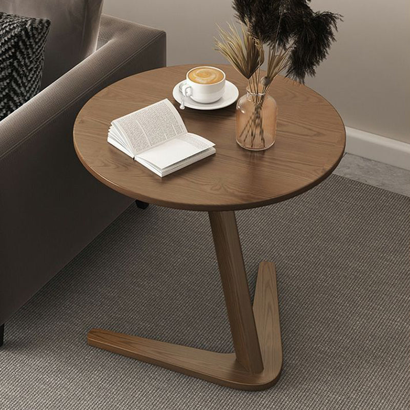 Traditional Vintage Round Rubberwood Solid Wood Side Table For Living Room