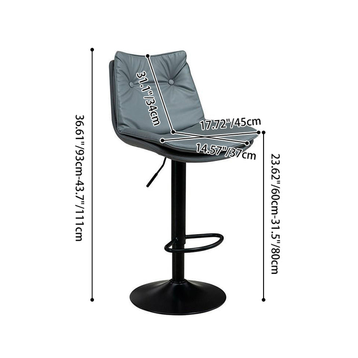 Modern Minimalist Rectangular Faux Nappa Leather Iron Bar Stool Backrest Armless For Dining Room
