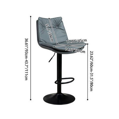 Modern Minimalist Rectangular Nappa Leather Iron Bar Stool Backrest Armless For Dining Room