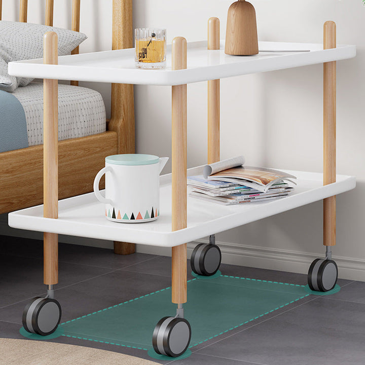 Moderner minimalistischer quadratischer runder Massivholz-Hardware-Beistelltisch 2-stufig für das Wohnzimmer 
