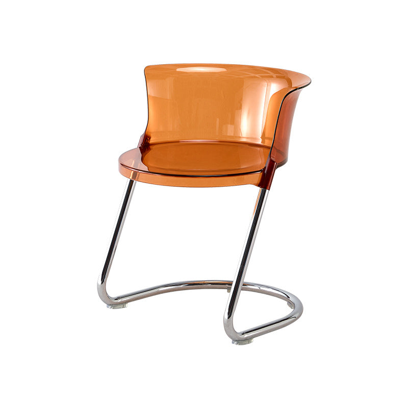 Modern Minimalist Curved PC Iron Dining Chair Backrest Armless For Dining Room