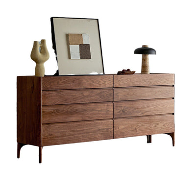 Modern Minimalist Rectangular Solid Wood Multi-Layer Plate Nightstand 5/8 Drawer For Bedroom
