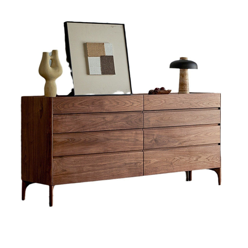 Modern Minimalist Rectangular Solid Wood Multi-Layer Plate Nightstand 5/8 Drawer For Bedroom