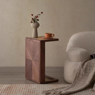 Traditioneller japanischer rechteckiger Massivholz-Edelstahl-Beistelltisch 1-stufig für das Wohnzimmer 