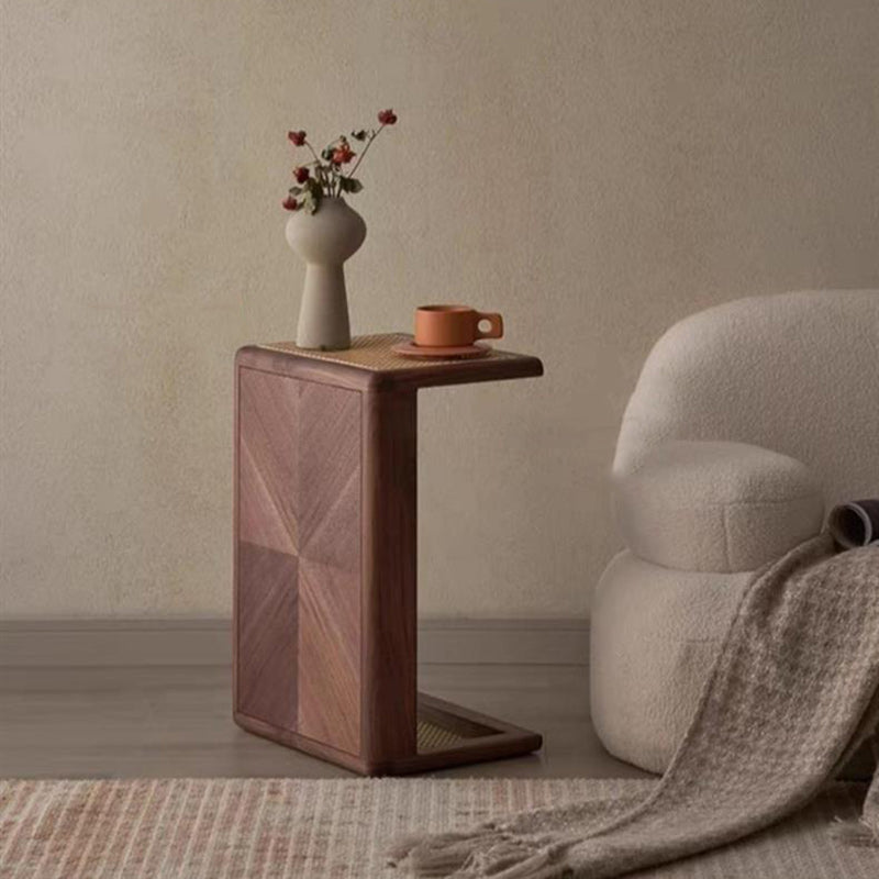 Traditioneller japanischer rechteckiger Massivholz-Edelstahl-Beistelltisch 1-stufig für das Wohnzimmer 