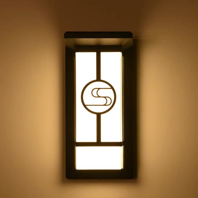 Lampe murale moderne en forme de cuboïde en aluminium acrylique LED étanche pour patio extérieur 
