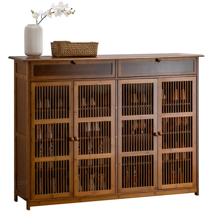 Traditional Rustic Rectangular Bamboo Medium Density Fiberboard Shoe Storage 2-Cabinet For Entryways