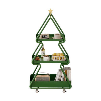 Modern Art Deco Removable Christmas Tree Glass Stainless Steel Side Table 3-Tier For Living Room
