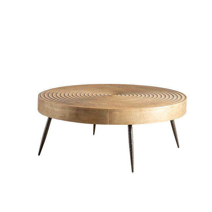 Traditional Japanese Round Tabletop Medium Density Fiberboard Iron Coffee Table 3/4-Leg For Living Room
