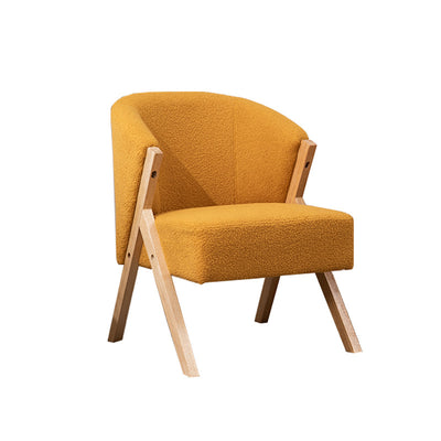 Contemporary Scandinavian Square Rubberwood Solid Wood Plywood Performance Fabric Faux Wool Foam Sponge Chair For Living Room