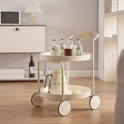 Moderner minimalistischer runder Acryl-Edelstahl-Beistelltisch mit 2 Ebenen für das Wohnzimmer 