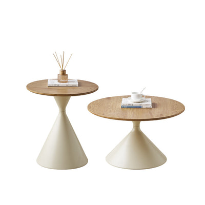 Contemporary Scandinavian Round Cone Medium Density Fiberboard Carbon Steel Coffee Table 1-Tier For Living Room