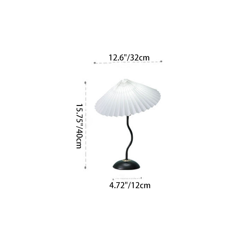 Lampe de table 1 lumière avec base courbée et abat-jour plissé vintage danois 