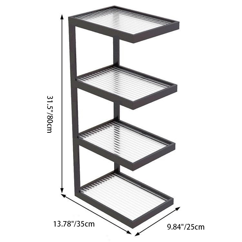 Mesa Auxiliar de Hierro y Vidrio con Rayas Rectangulares Minimalistas Modernas de 3/4 Niveles para Sala de Estar 