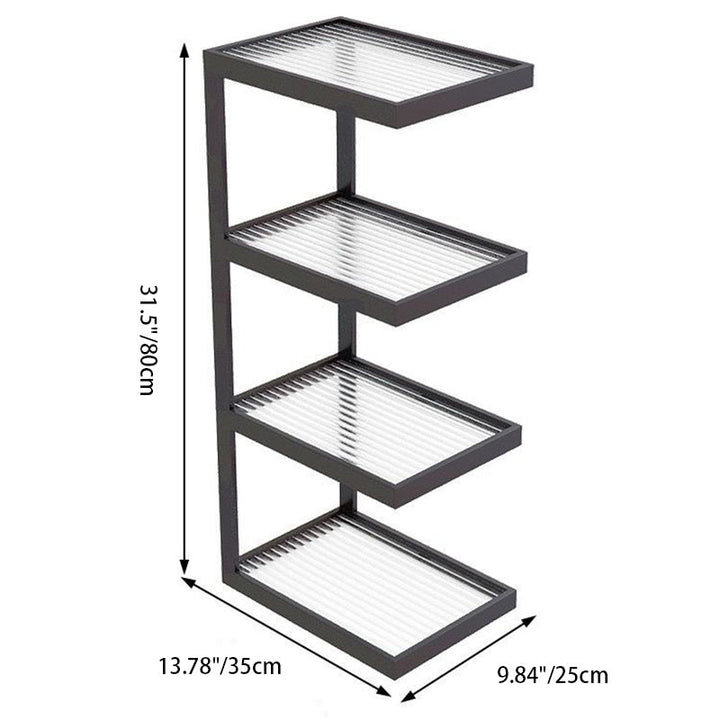 Mesa Auxiliar de Hierro y Vidrio con Rayas Rectangulares Minimalistas Modernas de 3/4 Niveles para Sala de Estar 