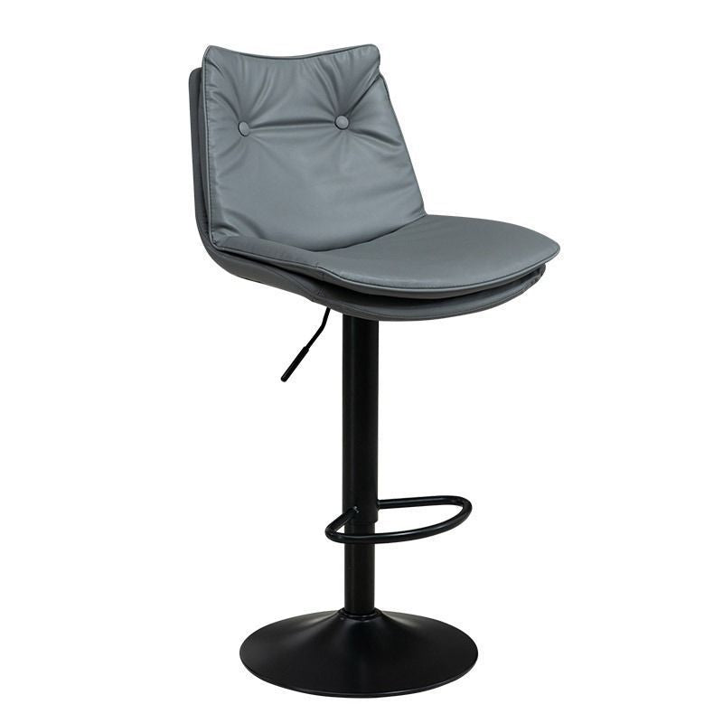 Modern Minimalist Rectangular Nappa Leather Iron Bar Stool Backrest Armless For Dining Room