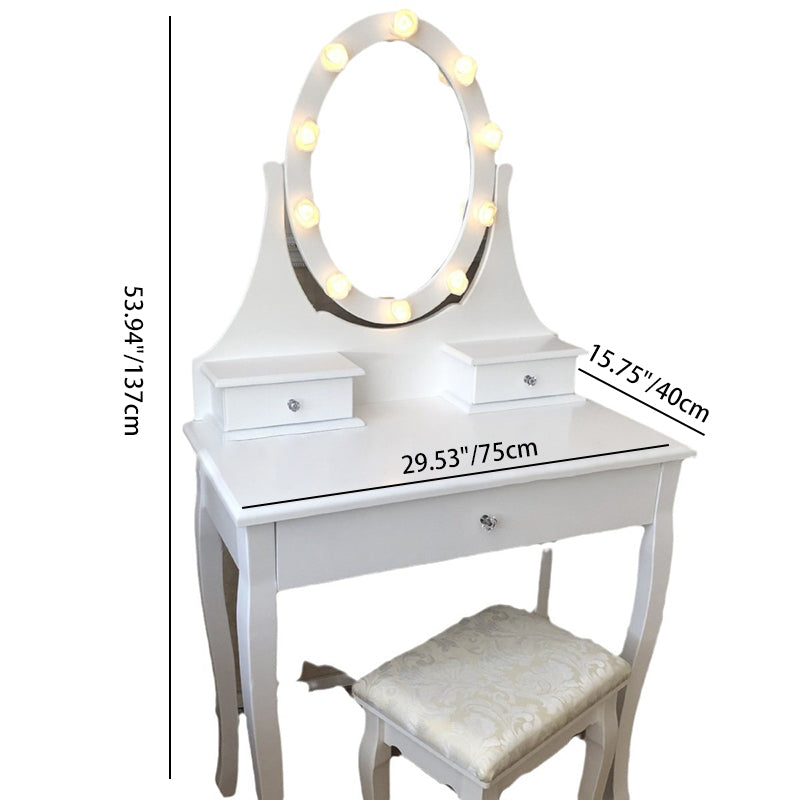 Modern Minimalist Rectangular Rose Solid Wood Medium Density Fiberboard Glass Foam Makeup Vanity 3-Drawer For Bedroom