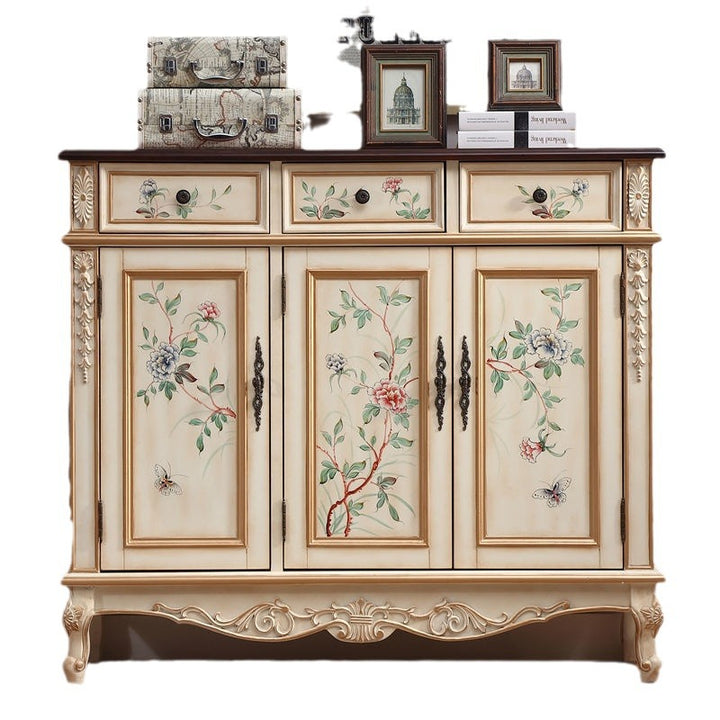 Traditional Vintage Rectangular Solid Wood Medium Density Fiberboard Shoe Storage 2-Cabinet For Entryways