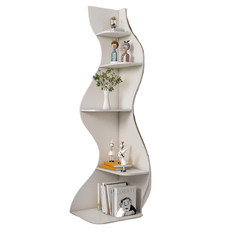 Contemporary Creative Seagrass-Shaped Particle Board Corner Cabinet With 5-Tier For Living Room