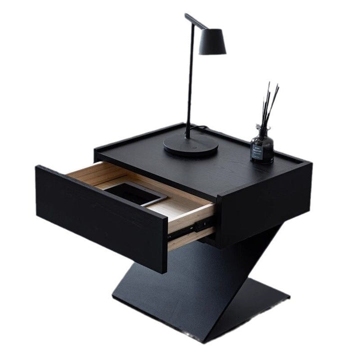 Modern Minimalist Rectangular Suspended Plywood Steel Nightstand 1-Tier For Bedroom