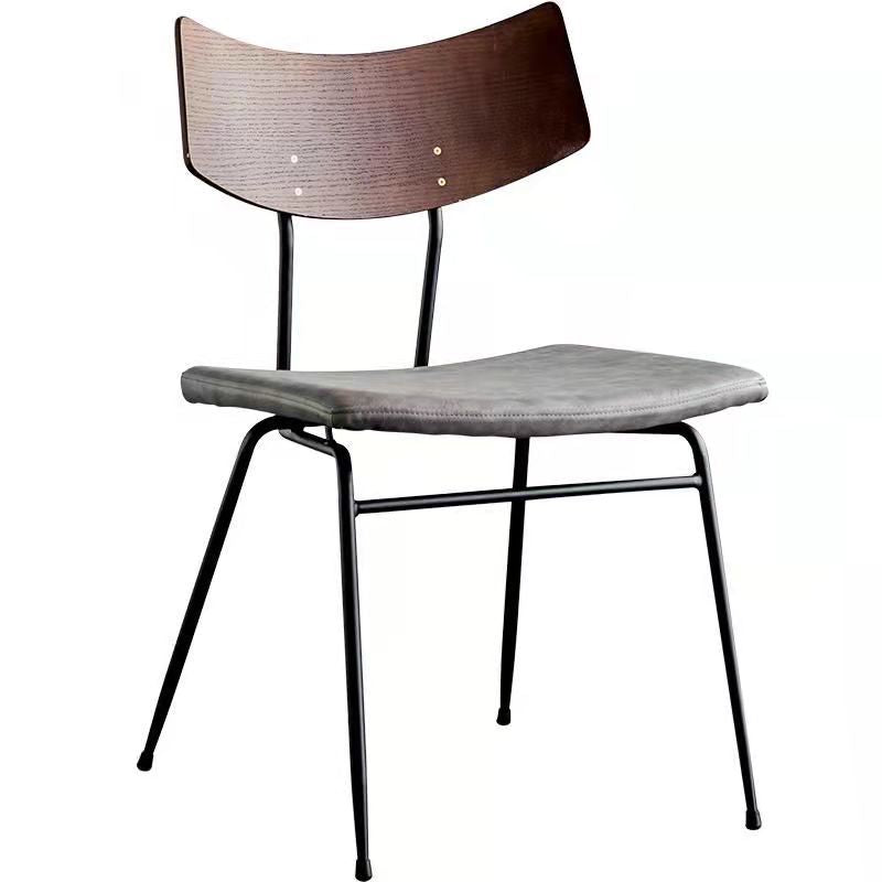 Chaise de salle à manger industrielle contemporaine en cuir PU carré incurvé avec dossier sans accoudoirs pour salle à manger 