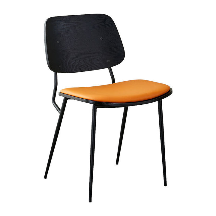 Chaise de salle à manger contemporaine scandinave en cuir PU carré avec dossier en métal sans accoudoirs pour salle à manger 